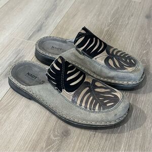NAOT Leather Mules Clogs Zafra Grey Speckled Beige Women’s Sz 7 US 38EU